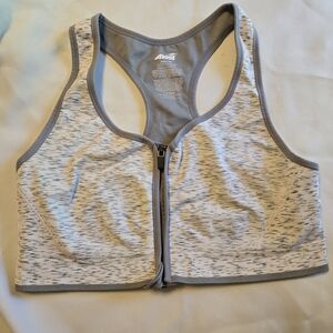 Gray Zip-Front Sports Bra